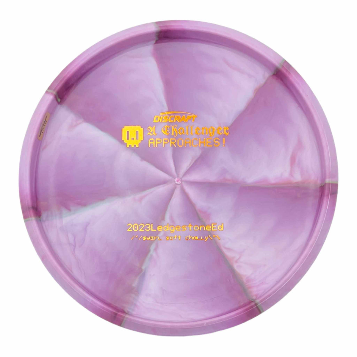 Discraft Ledgestone 2023 Swirl Soft Challenger putter - Purple / Orange