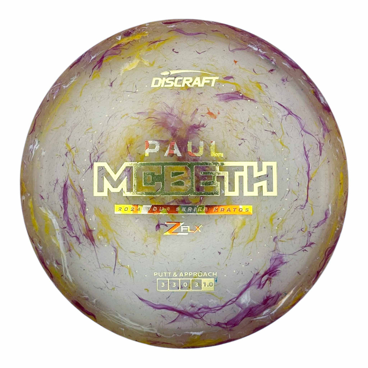 Discraft 2024 Paul McBeth Tour Series Z Jawbreaker FLX Kratos - Yellow / Purple