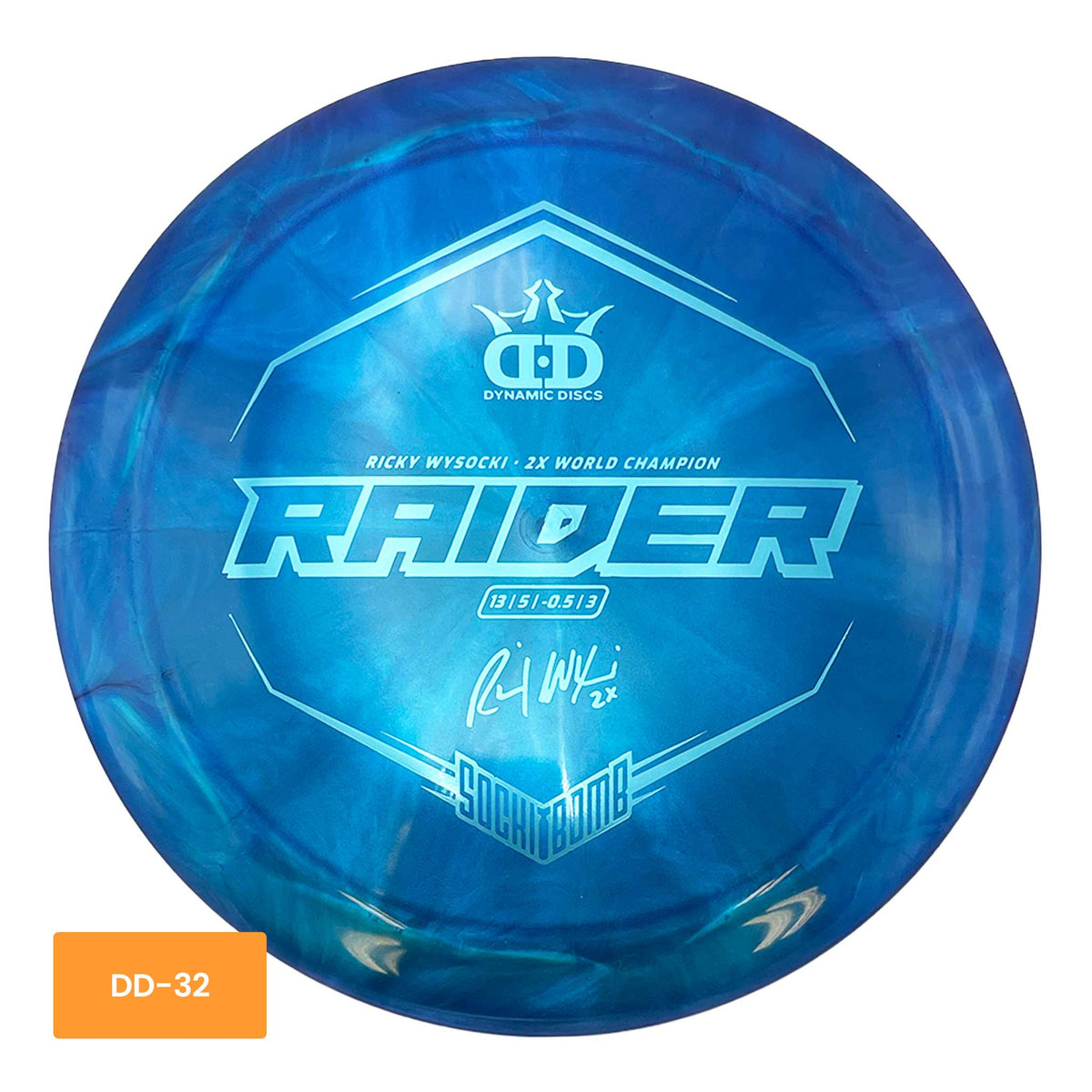 Dynamic Discs Lucid-X Chameleon Raider Ricky Wysocki Sockibomb distance driver - Blue / Light Blue