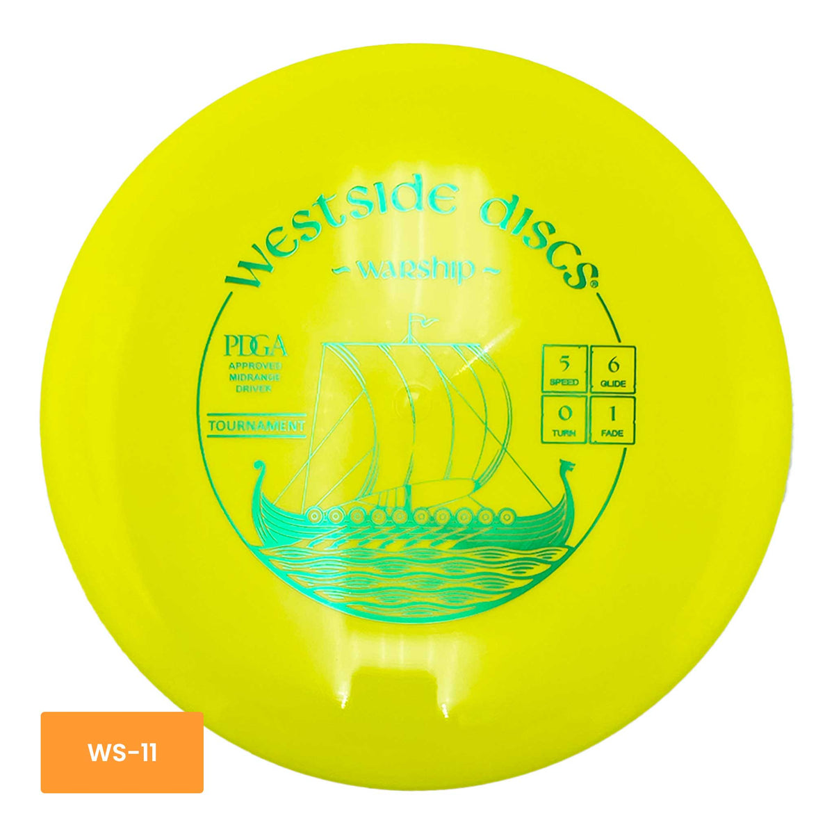 Westside Discs Tournament Warship midrange - Yellow / Green