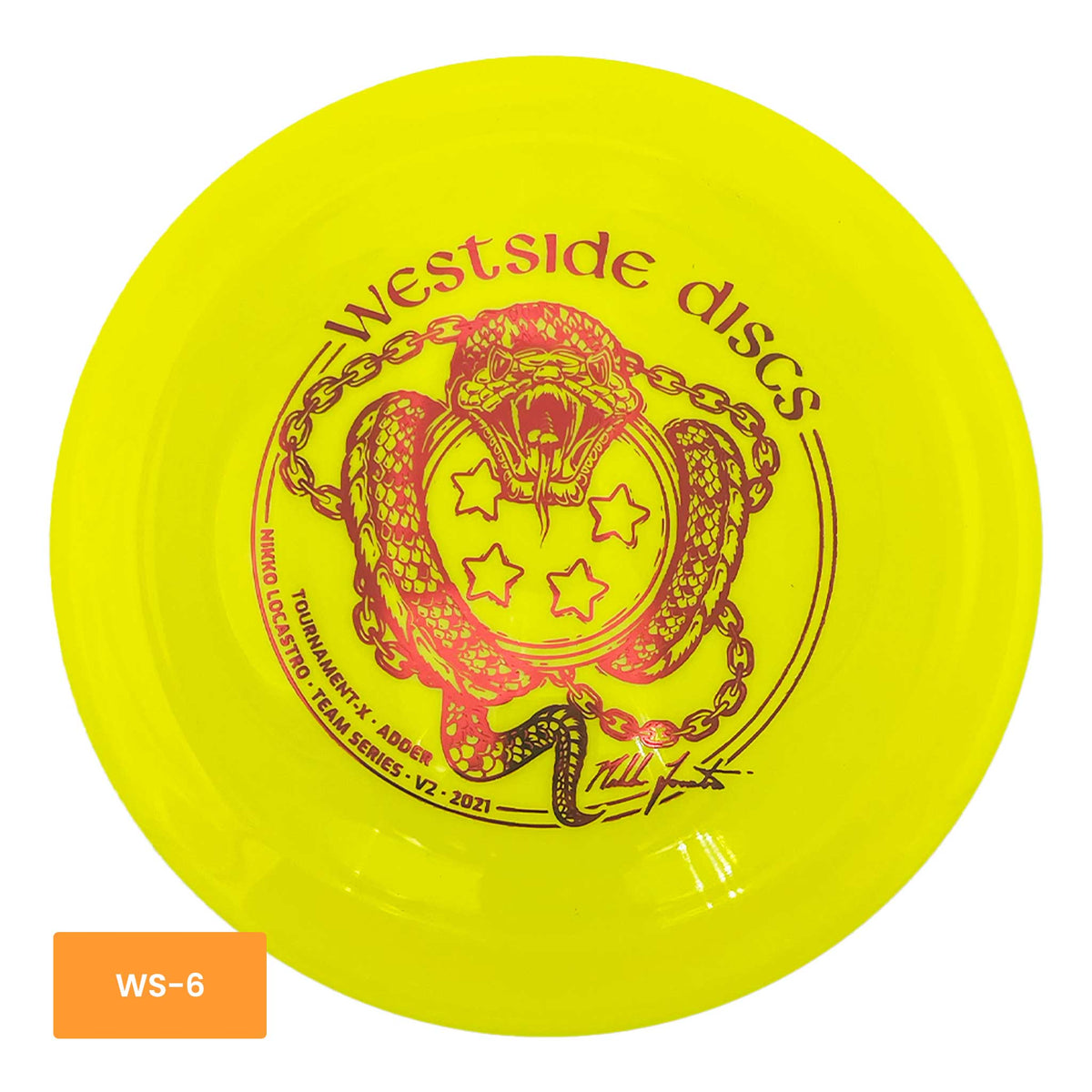 Westside Discs Tournament-X 2021 Nikko Locastro Team Series V2 Adder distance driver - Yellow